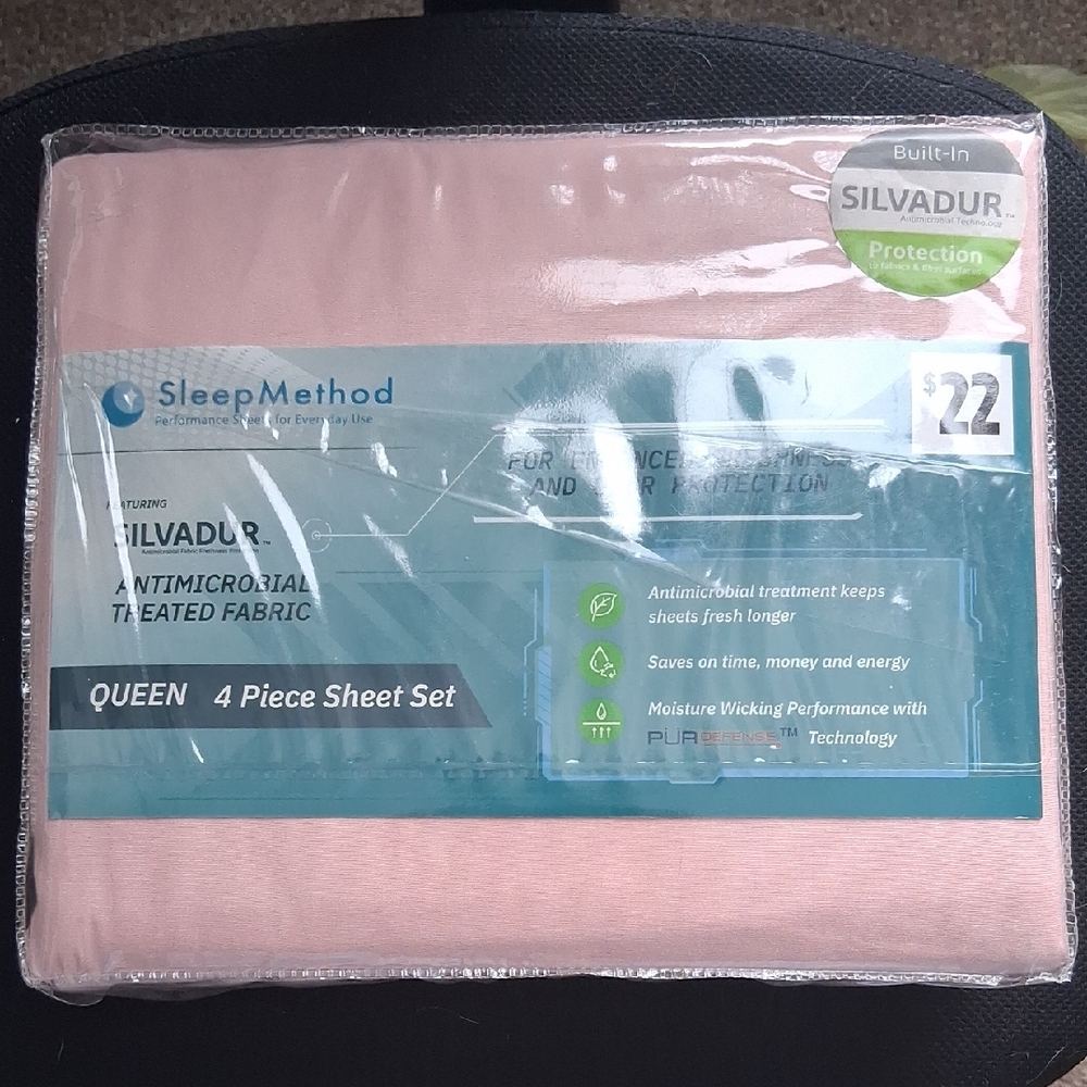 Sleep Method Queen 4 Piece Sheet Set in Soft Pink